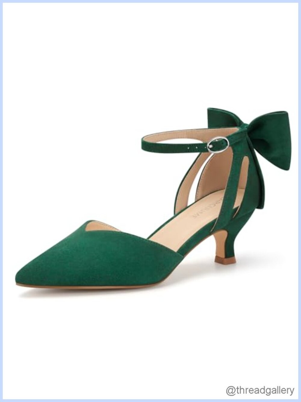 Kitten Heels with Bow Pointed Toe Ankle Strap Wedding Pumps